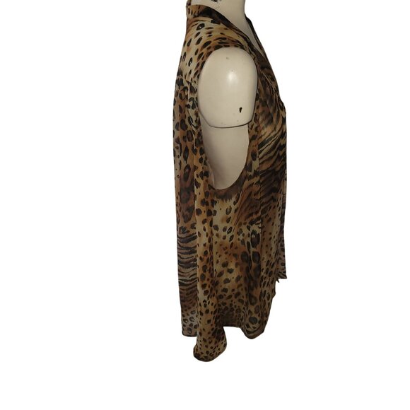 ELENA‎ SOLANO Animal Print Sleeveless Blouse  2X Womens Leopard & Tiger Print - Picture 5 of 7